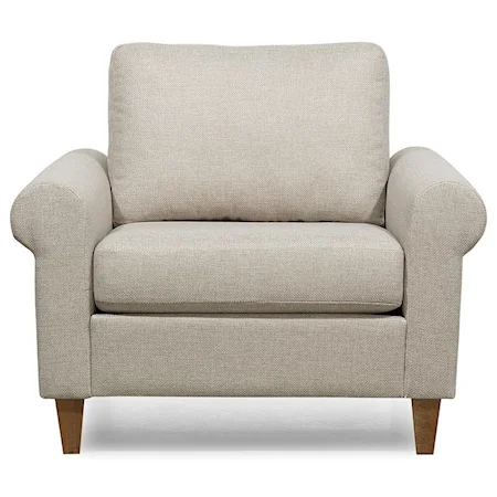 Contemporary Sofa with Rolled Arms and High Legs